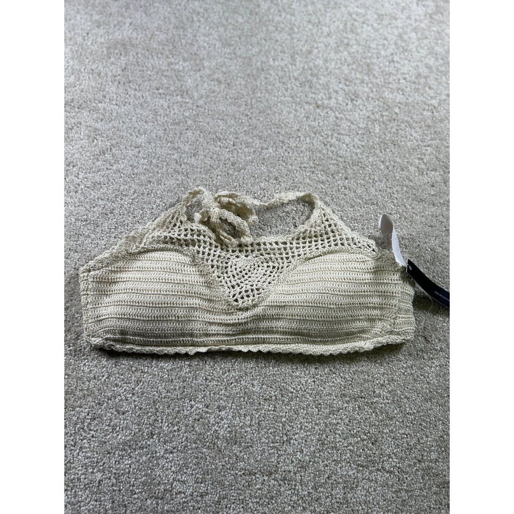 Ninety Nine Women's Ivory Crochet Bralette Swim Top Medium